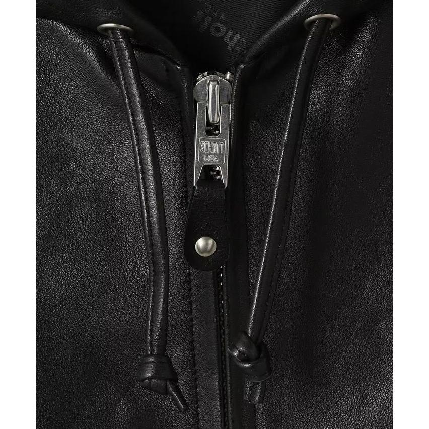 merc1661様 ⭐️SCHOTT ショット ロゴ刺繍 レザー パーカー Schott N.Y.C（ショット） Schott フルジップレザーパーカー