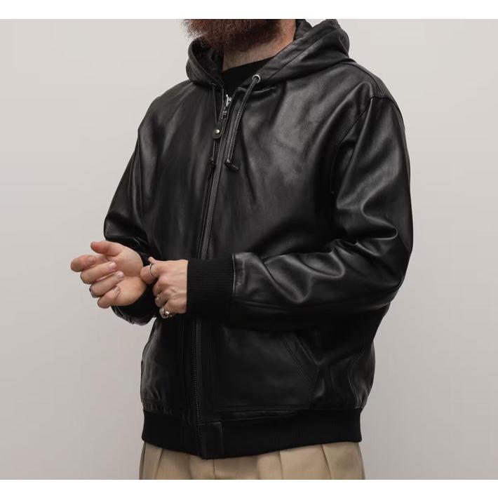 Schott ショット 本革 羊革 パーカー ジャケット メンズ レザー Schott ショット 本革 羊革 パーカー ジャケット メンズ レザー