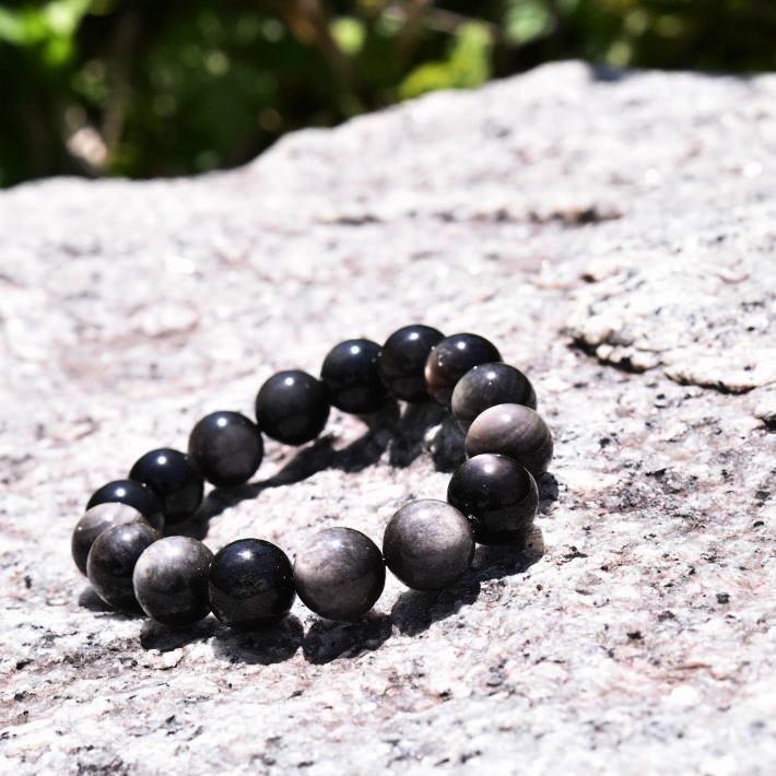 銀曜石 黒耀石 パワーストーン ブレスレット NEK ☆REV 7987397