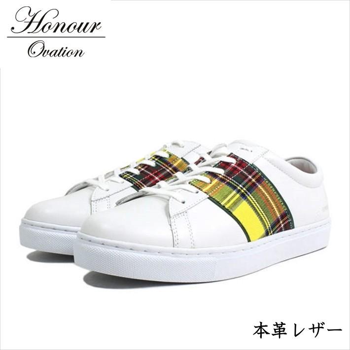 スニーカー メンズ ブランド 本革 レザー シューズ 靴 メンズ Honour Ovation アナーオベーション イエロー 黄 ホワイト 白 4040 Re Y Ko 1811 Hype 通販 Yahoo ショッピング