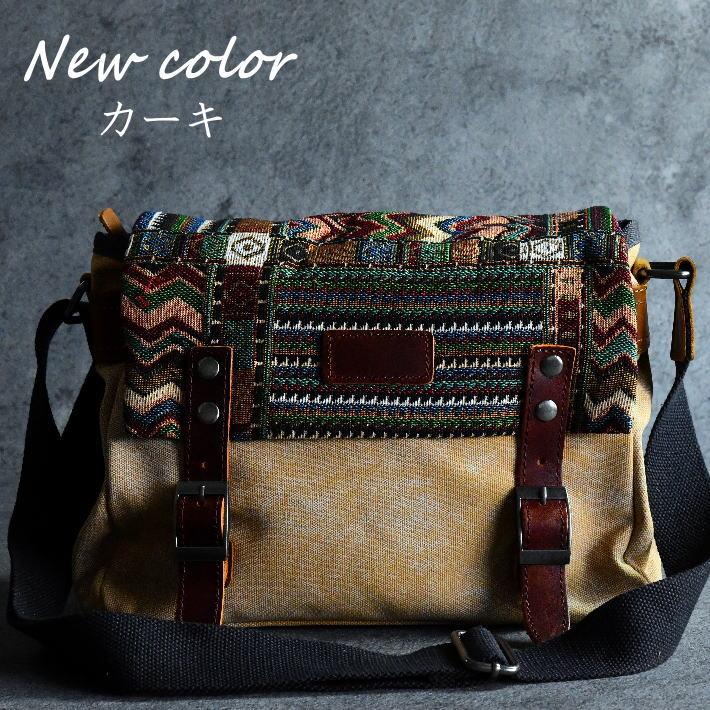 ショルダーバッグ メンズ 本革 レザー NATIVE柄 バッグ Vintage
