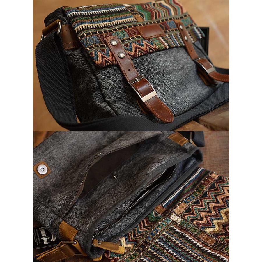 ショルダーバッグ メンズ 本革 レザー NATIVE柄 バッグ Vintage