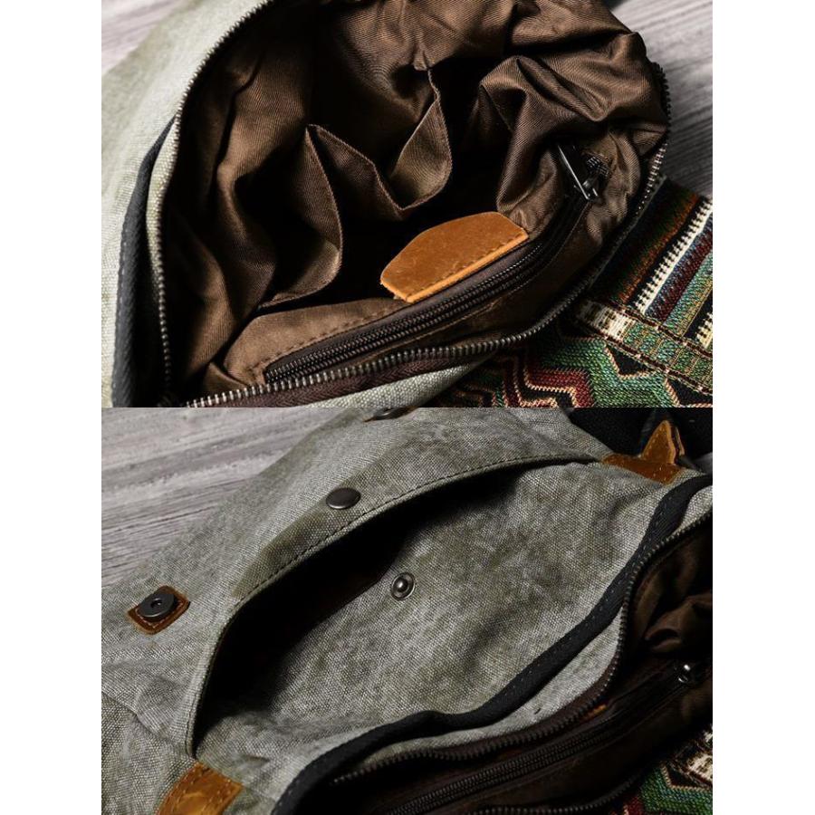 エルメスメンキャンバス レザー ショルダーバッグ ショルダーバッグ メンズ 本革 レザー NATIVE柄 バッグ Vintage