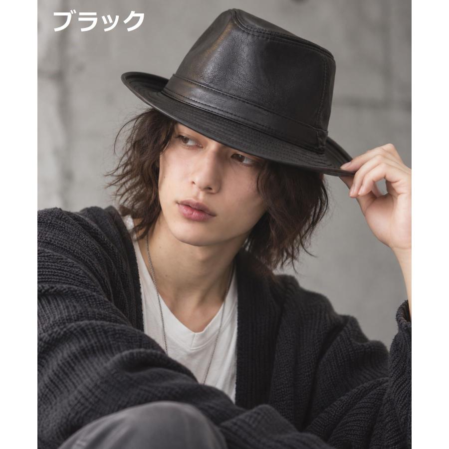 本革レザー 牛革 中折れハット メンズ レディース レザーハット 大きい