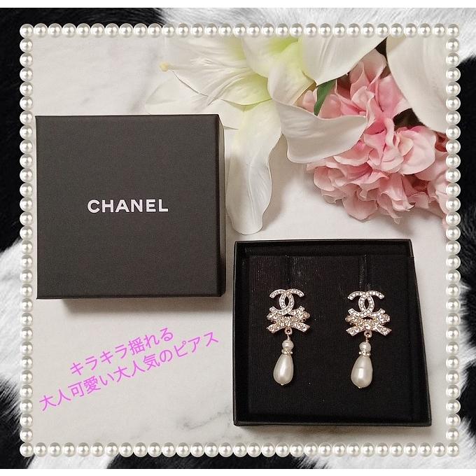 CHANEL【新品】直営店購入 シャネル ピアス  CCマーク リボン パール ゴールドの画像