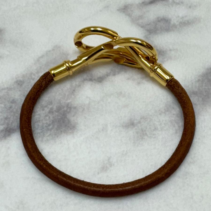 HERMES エルメス ブレスレット バングル アタメブレス レザー ゴールド