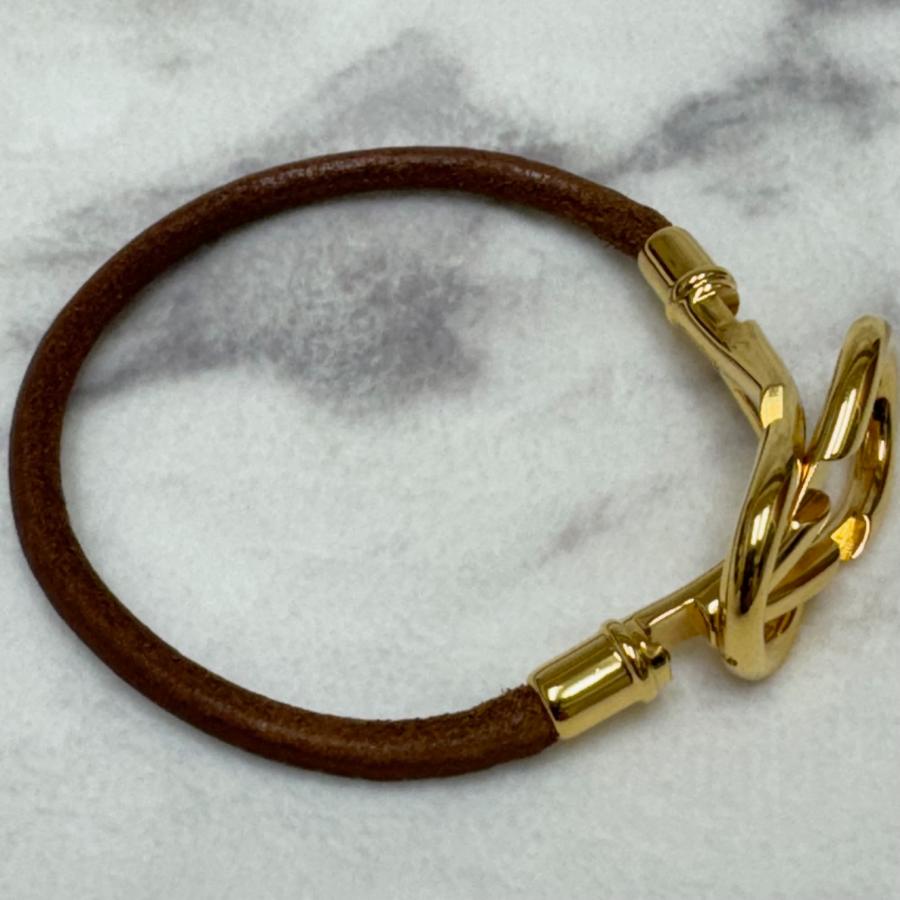 HERMES エルメス ブレスレット バングル アタメブレス レザー ゴールド