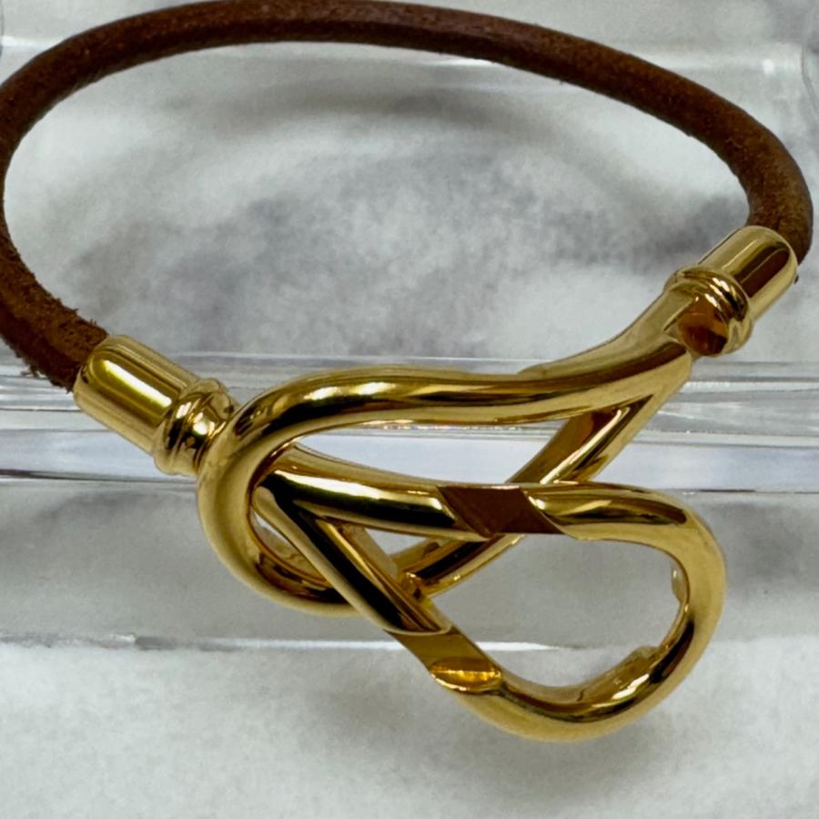 HERMES エルメス ブレスレット バングル アタメブレス レザー ゴールド