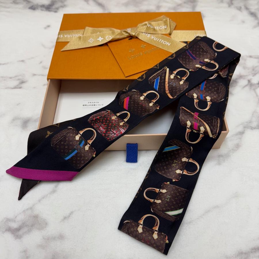 ルイヴィトン バンドー スカーフ ツイリー ブラック系 送料無料　 | 