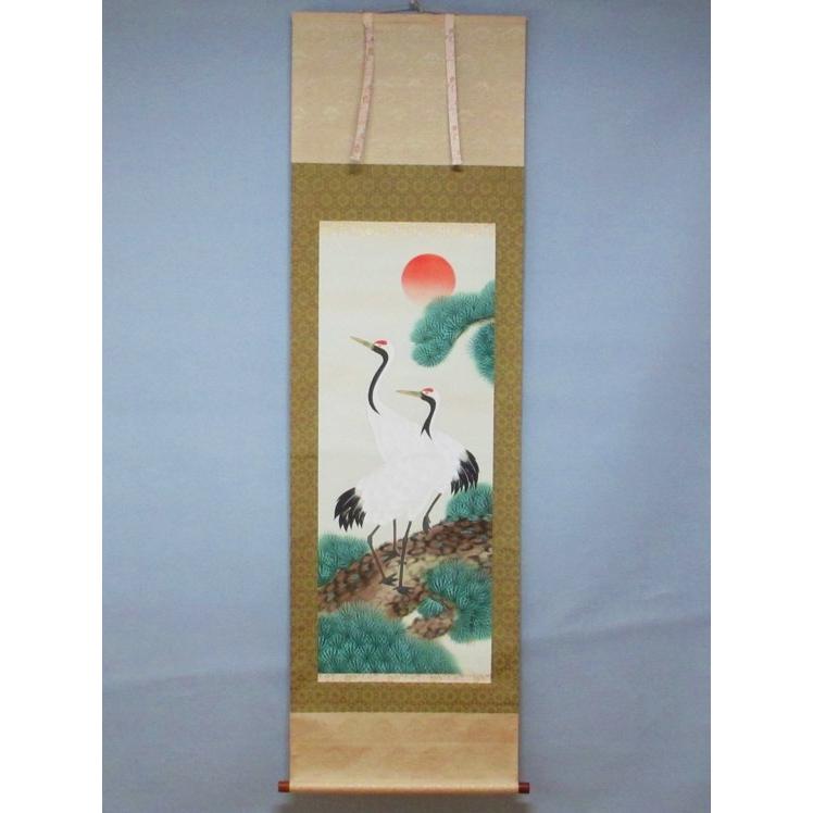 【送料無料 アウトレット訳あり】旭日双鶴 掛軸 お正月 結納 お祝い事 年中掛け 床の間 アート 美術品 | 
