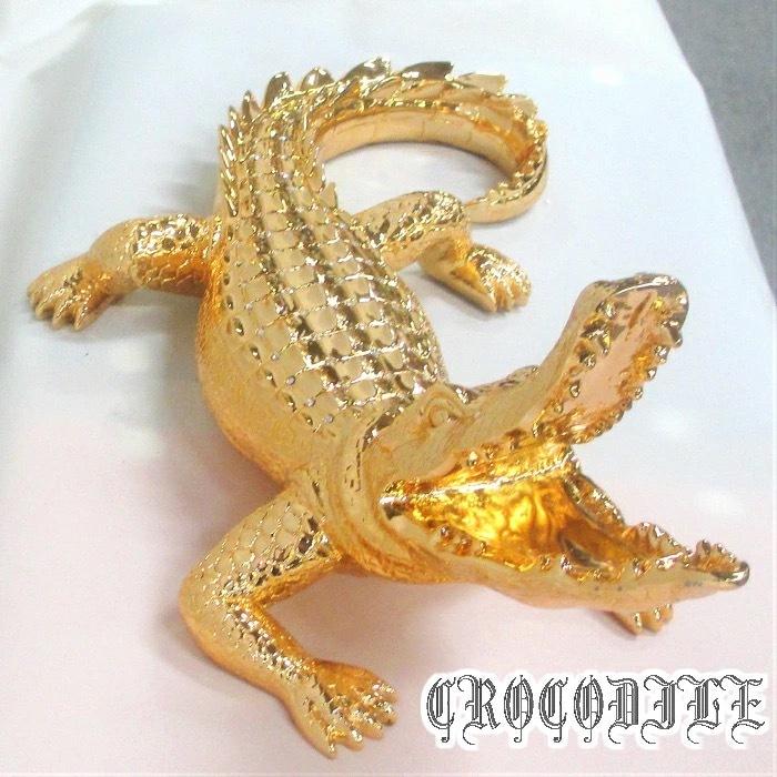 ワニ 置物 オブジェ ゴールド クロコダイル インテリア オーナメント 