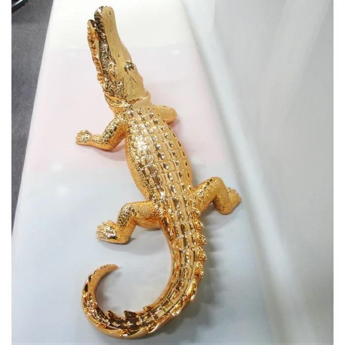 輸入雑貨北欧鰐ゴールド『クロコダイルのオブジェ』開運置物縁起物