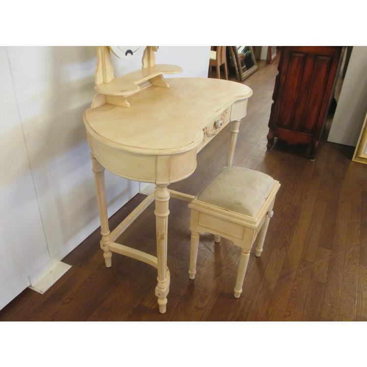 【送料無料】アンティーク調 　三面　ドレッサー　シャビー　アイボリー |  | 01