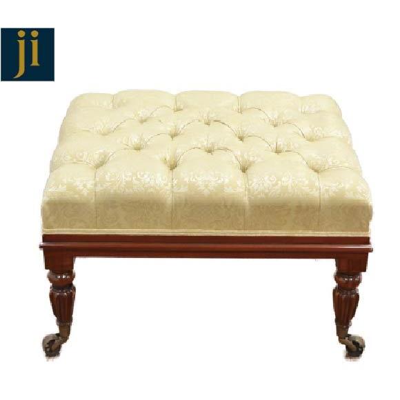 送料無料 在庫処分 スツール 木製 キャスター付き ジャンセン マホガニー オットマン ワイド アンティーク 輸入家具 モダン クラシック | 