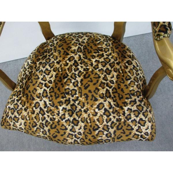 イタリア製 アーム付チェアー 豹柄×ゴールド |  | 03