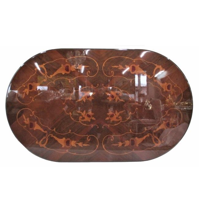 イタリア製 象嵌入り ダイニングセット 5点 135cm 楕円型 オーバル 一本脚 クラシック家具 送料無料 開梱設置付き |  | 02