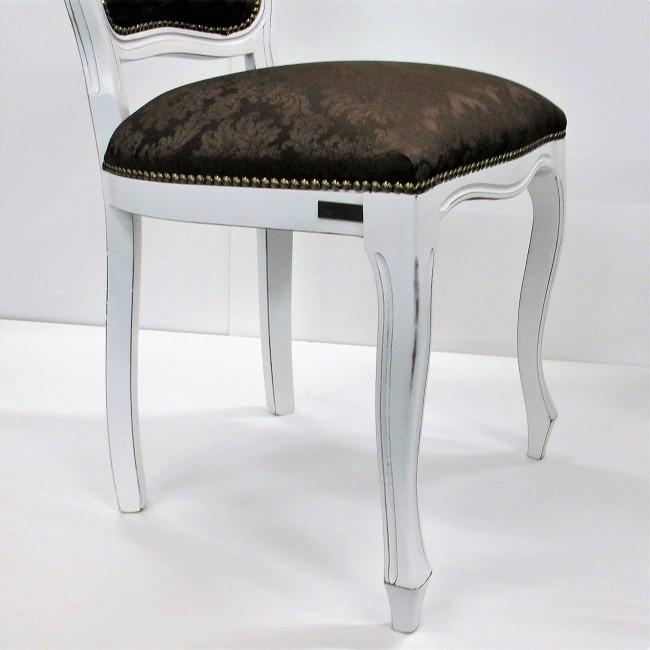 イタリア製 ダイニングチェアー ダマスク柄ブラウン×ホワイト |  | 03