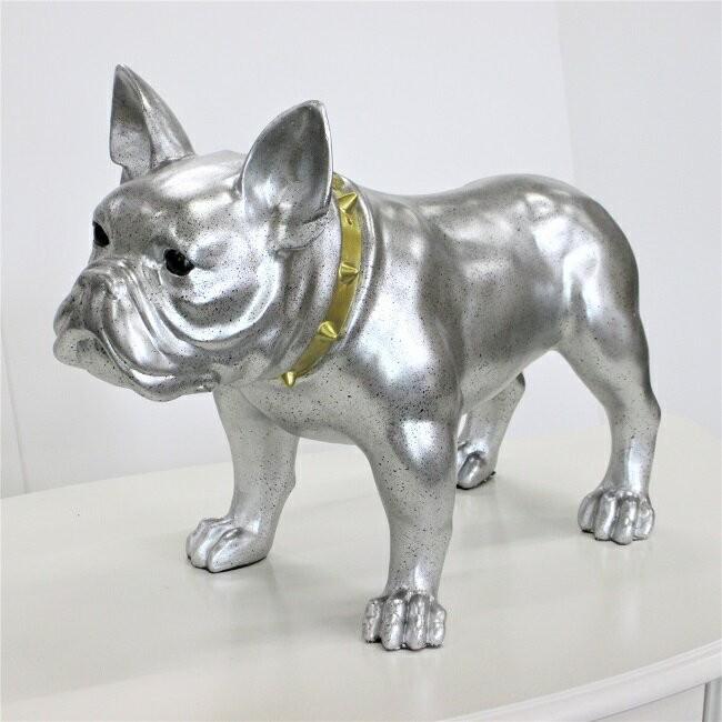 ブルドッグ 置物 オブジェ シルバー 犬 イヌ インテリア オーナメント 玄関 送料無料 インテリア雑貨 ヨーロピアン アンティーク プレゼント ギフト | 