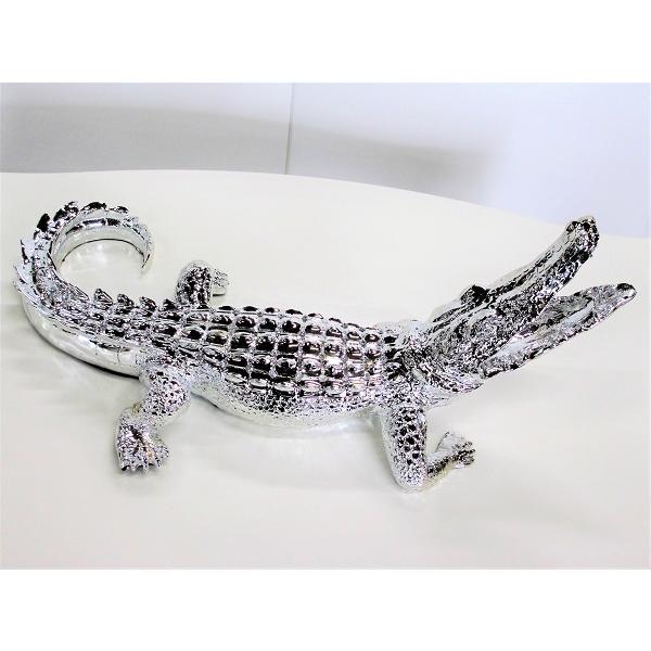 送料無料　クロコダイル置物　シルバー |  | 01