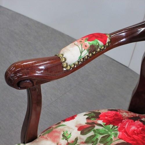 イタリア製 アーム付チェアー バラ柄×ブラウン |  | 01