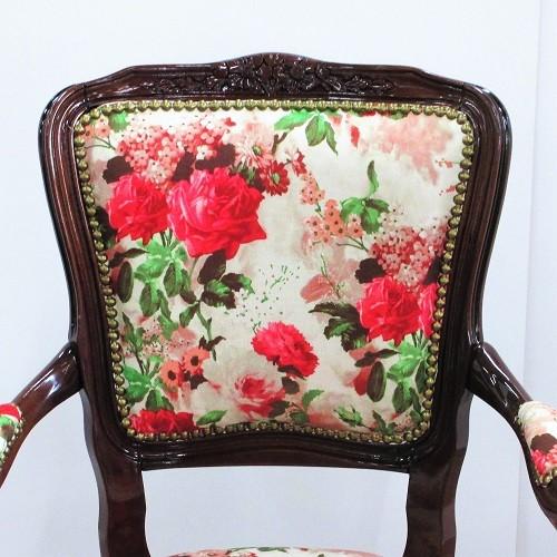 イタリア製 アーム付チェアー バラ柄×ブラウン |  | 03