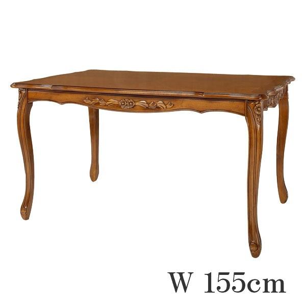 無垢材 ダイニングテーブルセット 5点 フィオーレ 155cm グリーンストライプ ヨーロピアン クラシック ロココ調 送料無料 開梱設置付 |  | 02