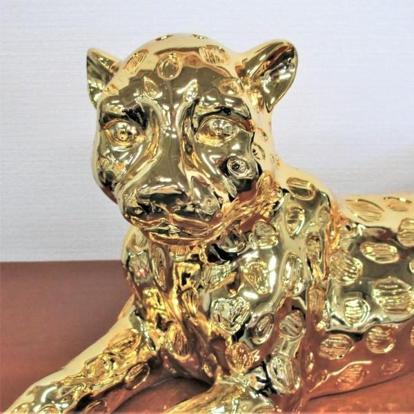 送料無料 ヒョウの置物 ゴールド |  | 01