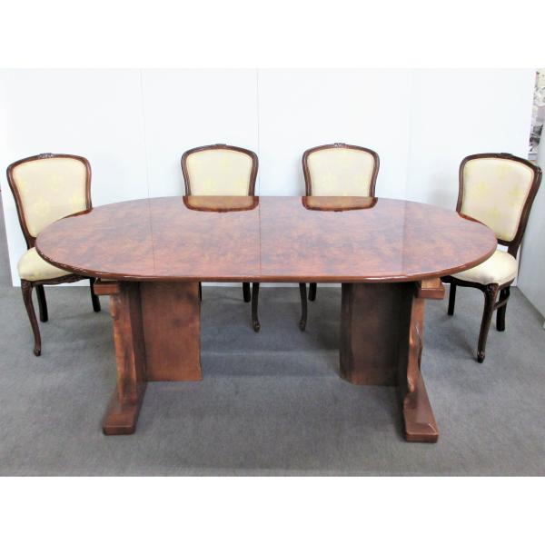 ダイニングセット 7点 幅185cm 楕円 イタリア製 日本製 紅葉材 和モダン アンティーク調 クラシック 高級家具 送料無料 開梱設置付 |  | 02