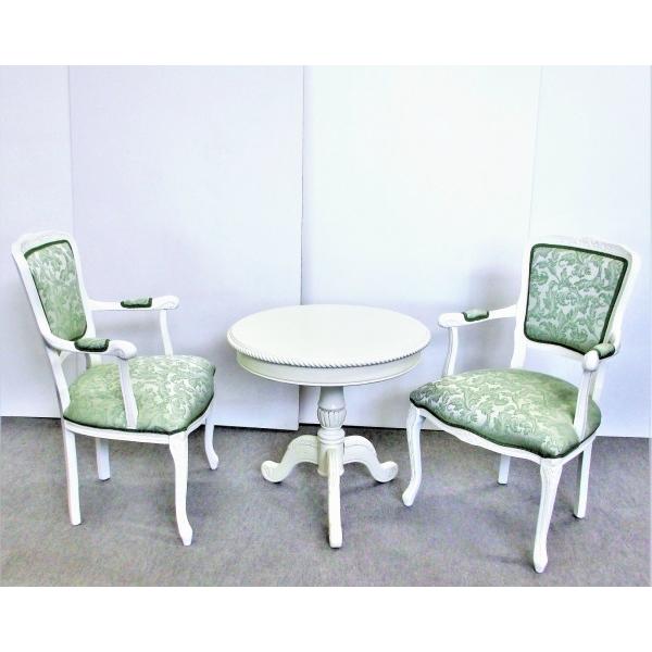 カフェテーブルセット 3点 60cm 丸型 ホワイト 白家具 猫脚 ロココ調 ヨーロピアン アンティーク 北欧 ロマンチック 姫 クラシック |  | 01
