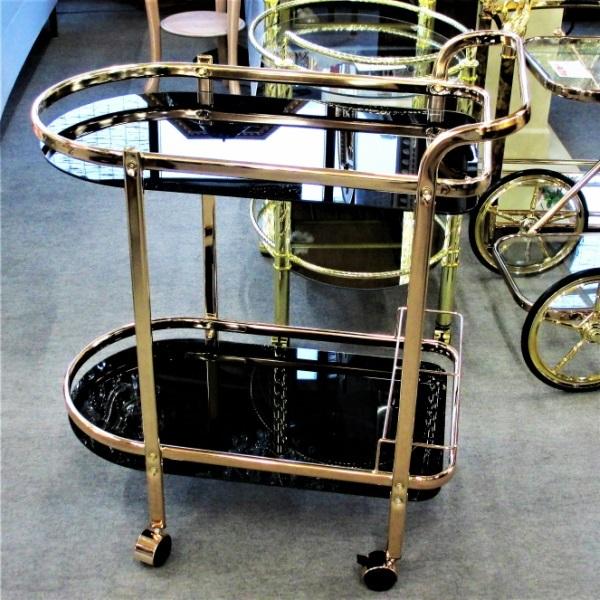 送料無料 ワゴン ブラック ゴールド仕上げ キャスター付き |  | 05