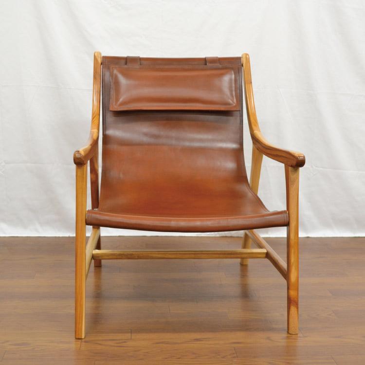 アメリカンサイズの ARM CHAIR 牛皮 チークウッド ブルックリンスタイル |  | 01