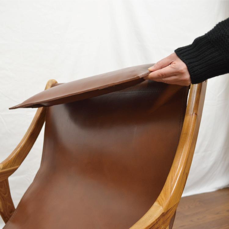 アメリカンサイズの ARM CHAIR 牛皮 チークウッド ブルックリンスタイル |  | 04