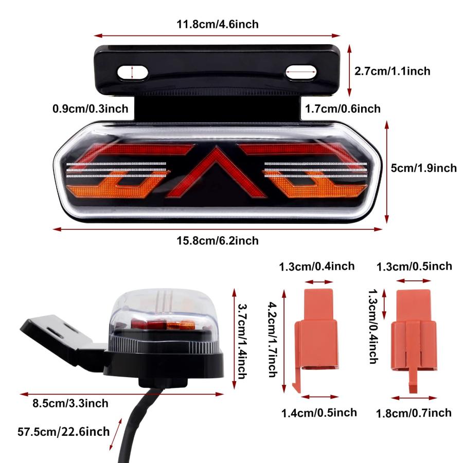 Aoling バイク テールランプ 12V ブレーキ スモール ウインカー 統合機能 オートバイ リアライト コネクタ配線 クリアレンズ オートバイ |  | 03