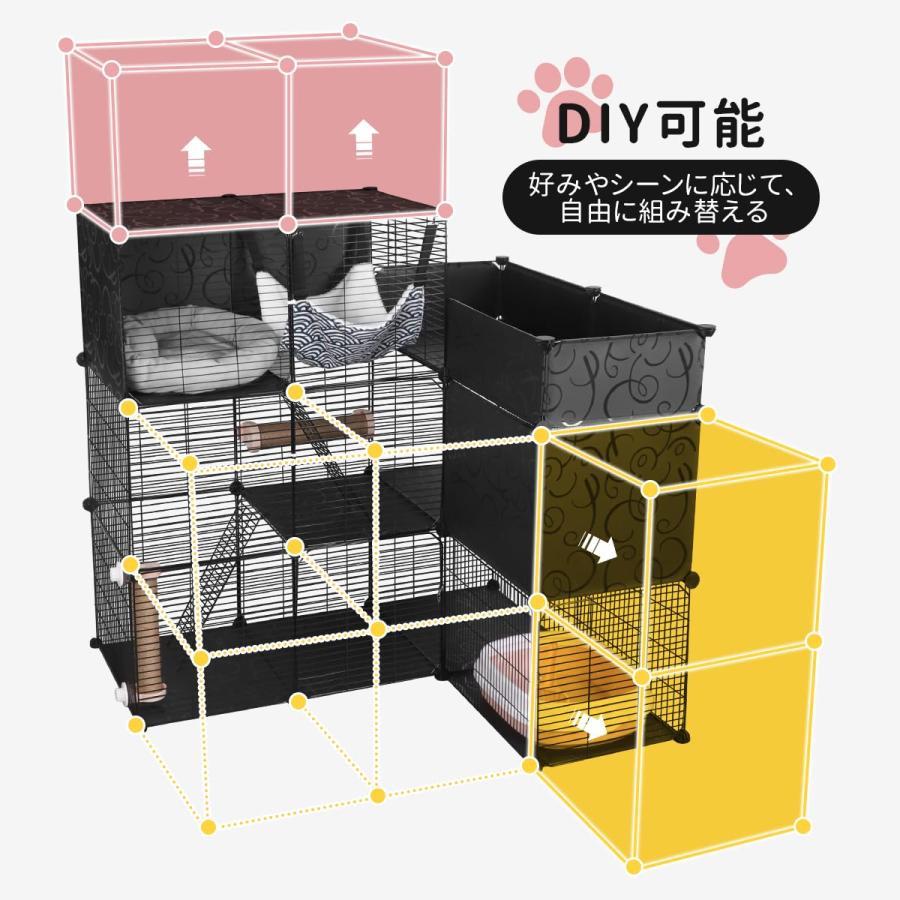 BriSunshine 猫 ケージ 3段 トイレ付き L型 特大 キャットケージ BriSunshine 猫 ケージ 3段 トイレ付き L型 特大 キャットケージ