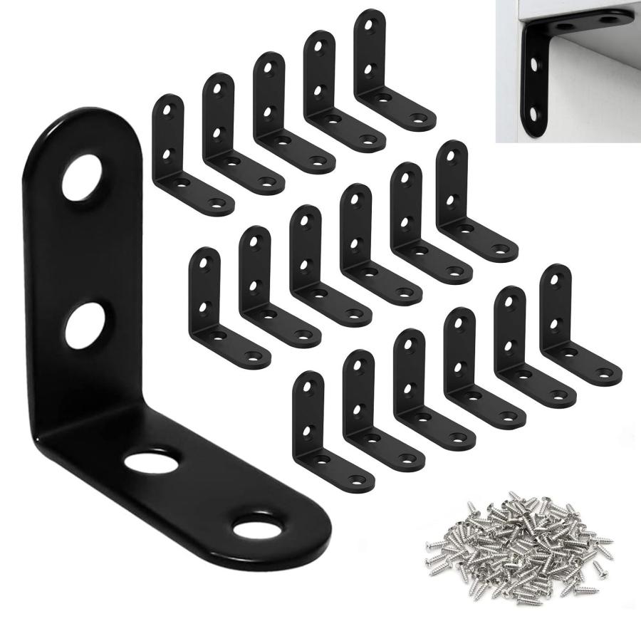 DRERIO l字アングル 黒 18個 I字金具 40×40×16mm 家具の固定