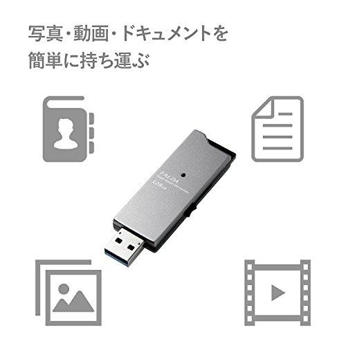 エレコム USBメモリUSB3.0対応 スライド式 高速転送 アルミ素材 128GB ブラック MF-DAU3128GBK｜hyper-market｜02