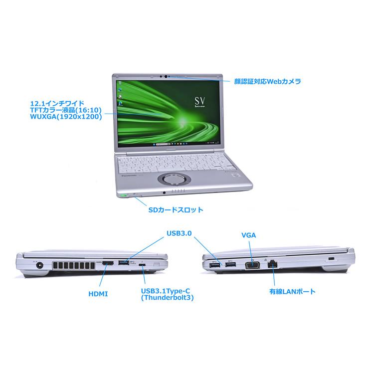 Panasonic ノートパソコン Wi-Fi6 Let's note SV9 Core i5 10310U 顔認証 Webカメラ M.2SSD256G メモリ8G USBType-C Windows11 | Let’s note | 05
