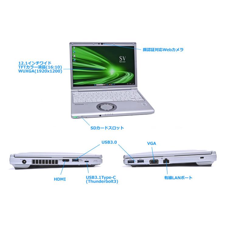 Wi-Fi6 顔認証 Panasonic Let's note SV9 Core i5 10310U M.2SSD256G メモリ8G USBType-C Webカメラ Windows11 | Let’s note | 05