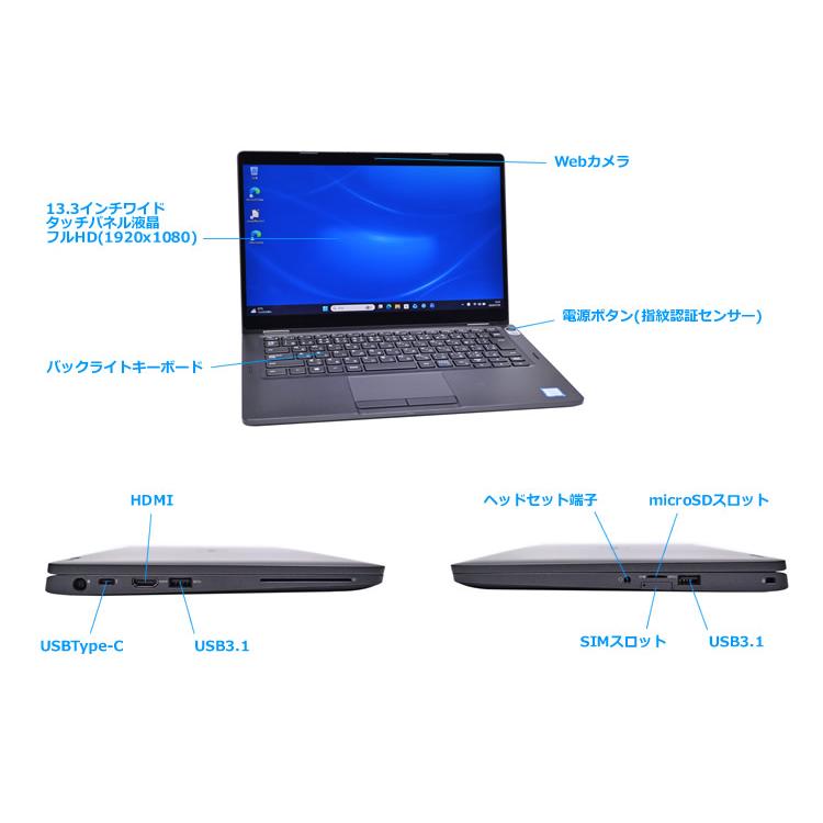 LTE フルHD タッチパネル DELL Latitude 5300 2-in-1 Core i5 8365U M.2SSD256G メモリ8G Wi-Fi USBType-C Webカメラ Windows11 | DELL | 07