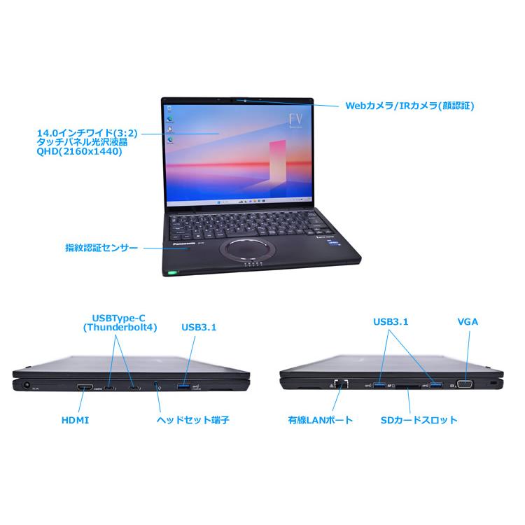20周年記念モデル タッチパネル LTE Panasonic Let's note FV3 メモリ32G Core i7 1280P IrisXe m.2SSD512G Wi-Fi6E 顔認証 Windows11 | Let’s note | 08