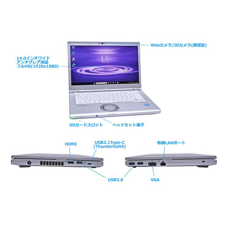 美品 フルHD 14型 Panasonic Let's note LV1 Core i5 1145G7 IrisXe M.2SSD256G メモリ8G 顔認証 Wi-Fi6 USBType-C Windows11 | Let’s note | 05