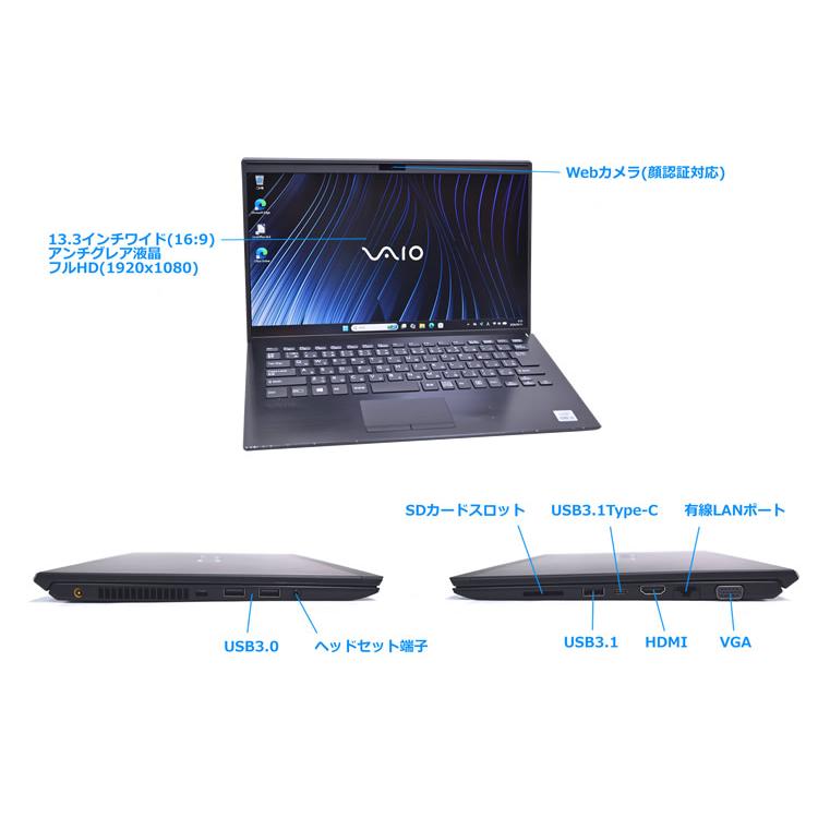 セール!! VAIO Pro PK VJPK13C12N LTE Wi-Fi6 Core i5 1035G1 M.2SSD256G メモリ8G Webカメラ USBType-C 14.0型 Windows11 |  | 08