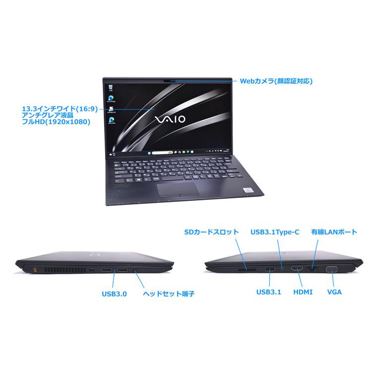 セール!! Wi-Fi6 SIMフリー VAIO Pro PK VJPK13C12N Core i5 1035G1 M.2SSD256G メモリ8G 14.0型 FHD USBType-C Webカメラ Windows11 |  | 07