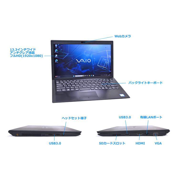 Windows11 モバイル フルHD Webカメラ VAIO Pro PG VJPG11C11N Core i5 8250U M.2SSD256G メモリ8G Wi-Fi Bluetooth | VAIO | 05
