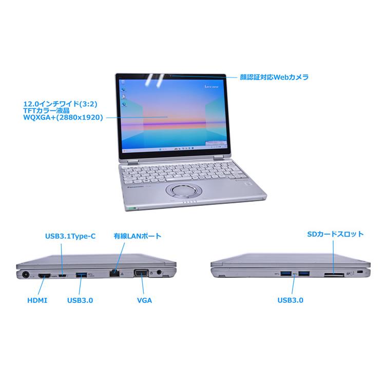2-in-1 LTE Wi-Fi6 顔認証 WQXGA+ 12.0型 Panasonic Let's note QV9 Core i5 10310U m.2SSD256G メモリ8G Windows11 | Let’s note | 09