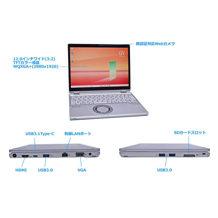 2-in-1 SIMフリー 12.0型 WQXGA+ Panasonic Let's note QV9 Core i5 10310U m.2SSD256G メモリ8G Wi-Fi6 顔認証 Windows11 | Let’s note | 08