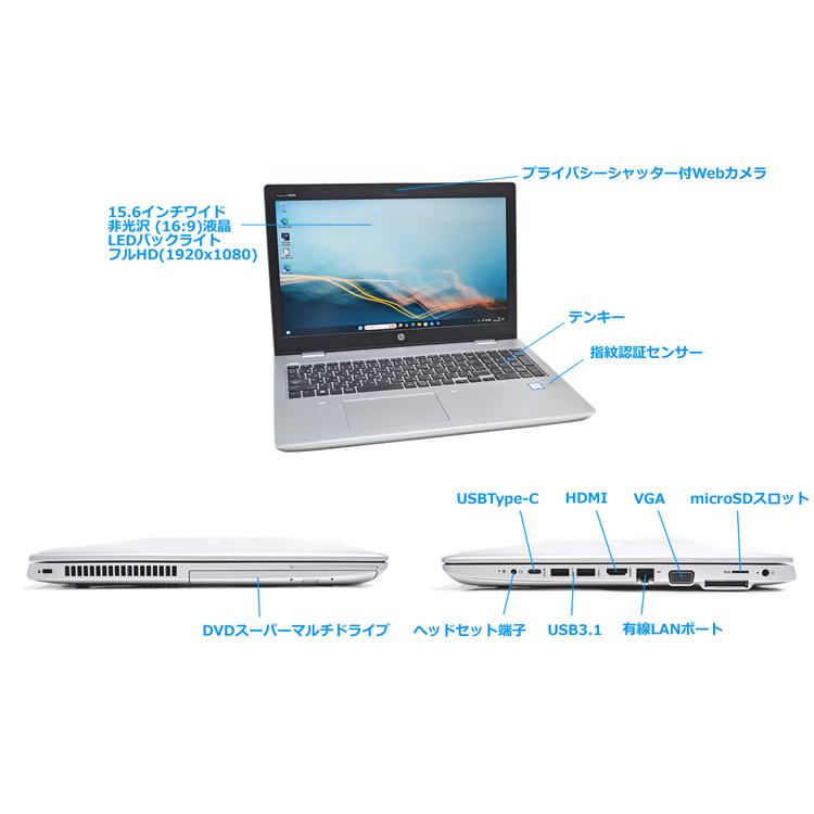 日本HP フルHD ノートパソコン 中古 HP ProBook 650 G5 Core i7 8565U