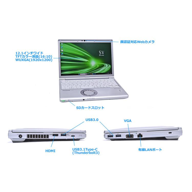 顔認証 Wi-Fi6 Panasonic Let's note SV9 Core i5 10310U M.2SSD256G メモリ8G Webカメラ USBType-C Windows11 | Let’s note | 06