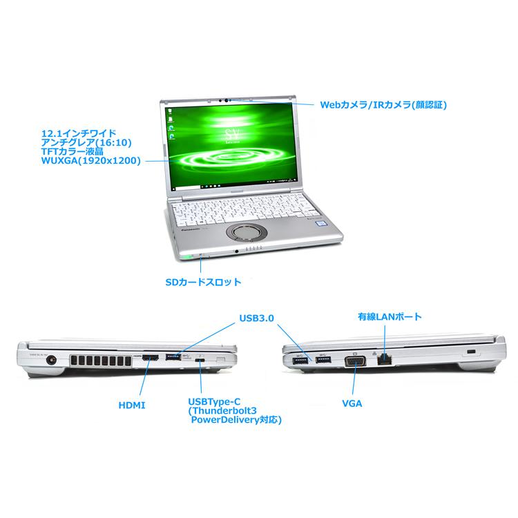 訳あり ノートパソコン 中古 Panasonic Let's note SV8 顔認証 Core i5 8365U M.2SSD256G メモリ8G Wi-Fi USBType-C Webカメラ Windows10 | Let’s note | 07