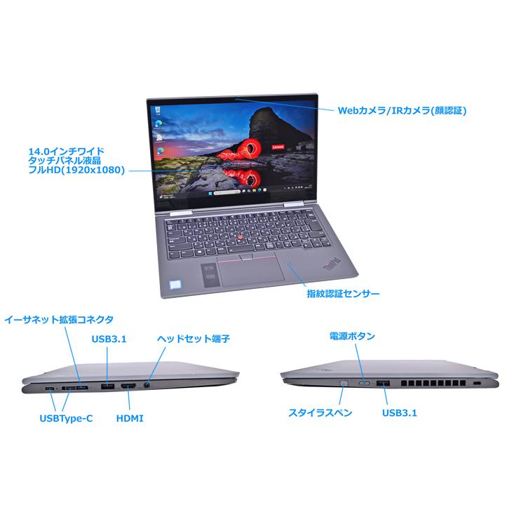 2-in-1 SIMフリー フルHD Lenovo ThinkPad X1 Yoga 4th Core i5 8265U m.2SSD256G メモリ8G Wi-Fi Webカメラ Windows11 | ThinkPad | 07